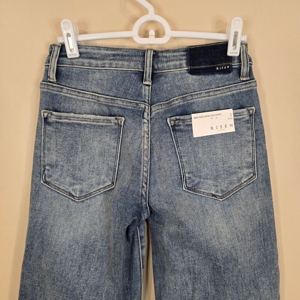 NEW NWT Women's Risen Mid Rise Wide Leg Denim Jeans | Size 1/25 - Picture 5 of 10